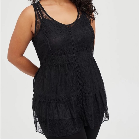 torrid Tops - Torrid black lace tiered tunic top size 2X